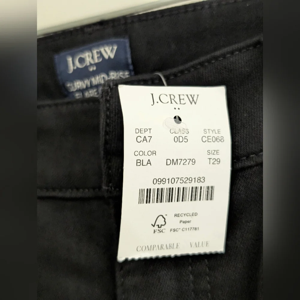 J.Crew Curvy Wide Leg Crop Jeans 29T Black Mid- Rise All-Day Stretch NWT Classic - Picture 8 of 10